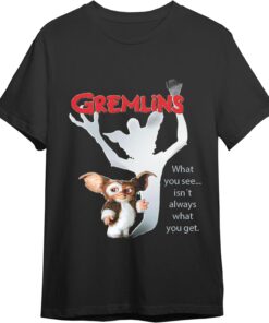 Gremlins Camiseta Hombre| Artículo Licenciado Oficial | Gizmo | Negro | S, M, L, XL, XXL