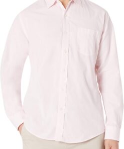 Amazon Essentials Hombre Camisa Informal de Popelina con Manga Larga y Corte Recto