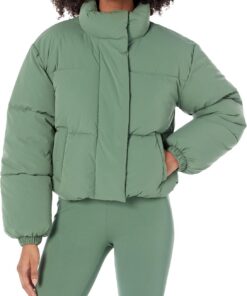 Amazon Essentials Mujer Chaqueta Acolchada y Recortada con Cremallera Completa (Acolchado Mate o Forro Polar)