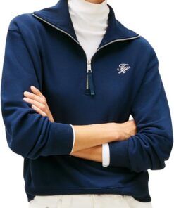 Tommy Hilfiger TH Script Half Zip Terry Swtshrt Ww0ww49470 Sudadera con Media Cremallera Mujer (Pack de 1)