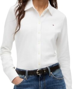 Tommy Hilfiger Camisa Mujer 1985 Slim con Cuello francés