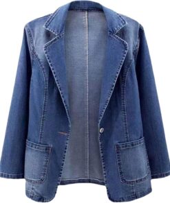 HUIFUAO Chaqueta vaquera para mujer, chaqueta vaquera de gran tamaño, chaqueta vaquera, chaqueta azul, chaqueta de manga larga con botones, abrigos de otoño Dreesy ropa exterior con bolsillos, azul