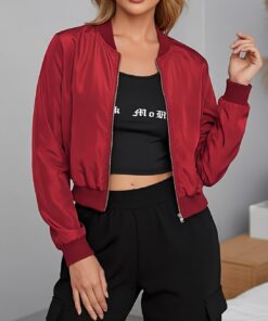 Chaqueta bomber para mujer, ligera, con cremallera, para primavera, otoño, ropa de abrigo, cortavientos