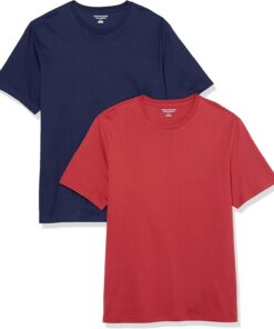 Amazon Essentials Camiseta de manga corta, cuello redondo y corte ajustado Hombre, Pack de 2