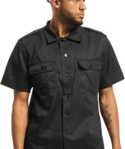 Brandit 1/2 Sleeve US Shirt Hombre Camisa Manga Corta Negro 80% poliéster, 20% algodón Regular