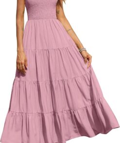 PRETTYGARDEN Smocked Tank Summer Dresses For Women 2025 Sleeveless Wedding Guest Dresses For Women Long Dress Vestido Informal Mujer
