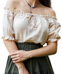 Scarlet Darkness Off Shoulder Casual Loose Fit Cotton Tops Blusas Mujer (Pack de 1)