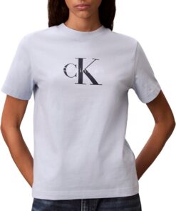 Calvin Klein Camiseta de Manga Corta Mujer Hero Classic Monologo tee con Cuello Redondo