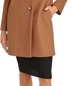 Calvin Klein Classic Faux Wool Overcoat – Long Button Front Winter Jacket Abrigo de guisante Mujer (Pack de 1)
