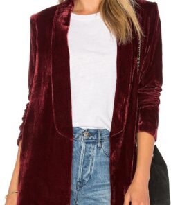 Blazer De Mujer Blazer Golden Velvet Blazers Retro Cardigan Suelto De Traje Sólido Sin Botones