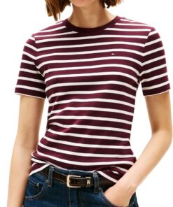Tommy Hilfiger Camiseta de Manga Corta Mujer New Slim Cody Cuello Redondo