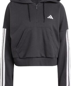 adidas Women's Sudadera con Capucha Essentials French Terry Quarter-Zip 3 Bandas