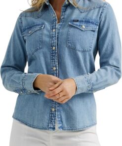 Lee Camisa Legendary Slim Fit Western Snap Camisa Mujer