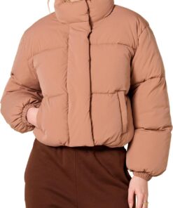 Amazon Essentials Mujer Chaqueta Acolchada y Recortada con Cremallera Completa (Acolchado Mate o Forro Polar)