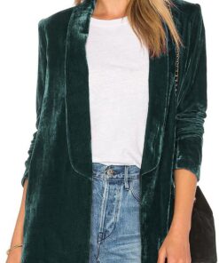 Blazer De Mujer Blazer Golden Velvet Blazers Retro Cardigan Suelto De Traje Sólido Sin Botones