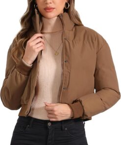 Allegra K Chaqueta bomber de invierno para mujer, holgada, acolchada, ligera