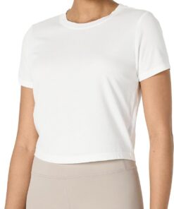 Amazon Essentials Camiseta Deportiva Corta de Algodón, Suave y Ligera, con Cuello Redondo y Manga Corta para Entrenamiento y Yoga Mujer