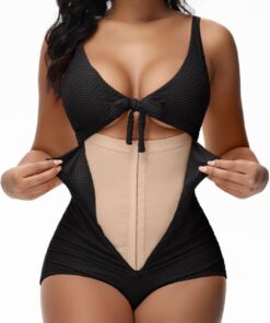 SHAPSHE Traje de baño de una pieza con control de abdomen para mujer, traje de baño adelgazante, nudo frontal, bikini push up