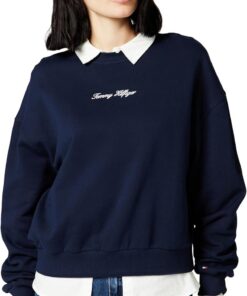 Tommy Hilfiger Classic Script Terry Sweatshirt Ww0ww48269 Sudadera sin Botones Mujer (Pack de 1)