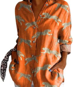 Mujer Camisa Holgada de Manga Larga Blusa Informal con Estampado Gráfico Blusones Mujer Tallas Grandes Moda Suelto Casual Camisas Larga a la Moda de Primavera y Verano Cómodo y Ligero Shirt Elegante