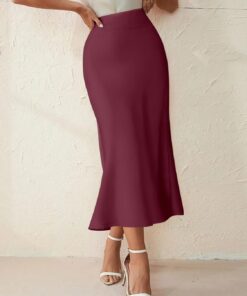 Falda midi de cintura alta para mujer, elegante, acampanada, casual, para salir de verano