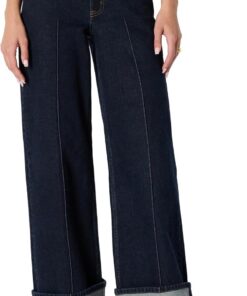 Amazon Essentials Vaqueros de Tiro Alto con Pernera Ancha y Vuelta en los Tobillos Mujer