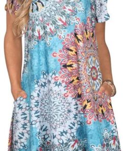 Vestido casual de verano para mujer, vestido de manga corta con bolsillos