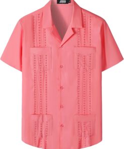 JOGAL Guayabera - Camisa cubana de manga corta para niños, casual, con botones