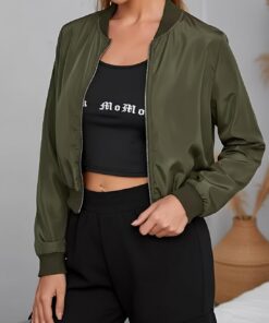 Chaqueta bomber para mujer, ligera, con cremallera, para primavera, otoño, ropa de abrigo, cortavientos