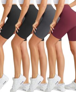 Natural Feelings Buttercloud, Paquete de 4 Pantalones Cortos de Ciclista para Mujer, Cintura Alta, Control de Abdomen, para Entrenamiento, Gimnasio, Yoga