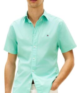 Tommy Hilfiger Flex Poplin Solid S/S Shirt Mw0mw42630 Camisa S/S Hombre (Pack de 1)