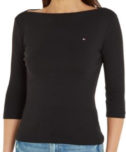 Tommy Hilfiger Camiseta de manga larga Mujer New Cody Slim cuello barco