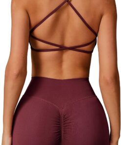 IMEKIS Conjunto de gimnasio de 2 piezas para mujer, traje deportivo Crossback con cintura alta, pantalones cortos de yoga, fitness, ropa deportiva, entrenamiento, jogging y pilates
