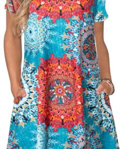 Vestido casual de verano para mujer, vestido de manga corta con bolsillos