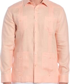 Cubavera 100% Linen Four-Pocket Long Sleeve Button-Down Guayabera Shirt (Available In Big & Tall) Camisa Abotonada Hombre (Pack de 1)