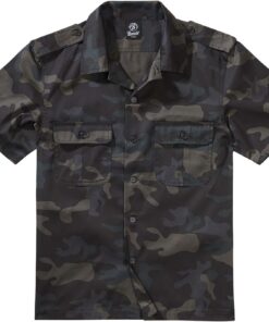 Brandit 1/2 Sleeve US Shirt Hombre Camisa Manga Corta Negro 80% poliéster, 20% algodón Regular