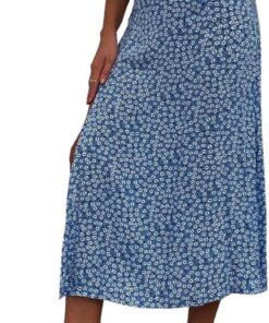 Falda Mujer Verano Larga Falda con Flor con Ranura A Línea A Floral Floral De Cintura Altaropa Elegante