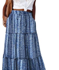 Earkoha - Falda larga maxi informal, con cintura alta, estampado de cachemir y bolsillos