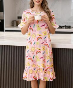 Camisón de dormir para mujer, ajuste holgado, pijama casual, cómodo para viajes en casa o uso en verano