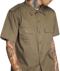 Brandit 1/2 Sleeve US Shirt Hombre Camisa Manga Corta Negro 80% poliéster, 20% algodón Regular