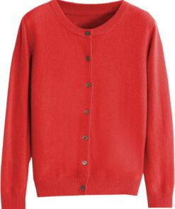 HUIFUAO - Cárdigan de punto para mujer, talla grande, elegante, con botones, para otoño e invierno, básico, manga larga, suéteres ligeros, rosso, M