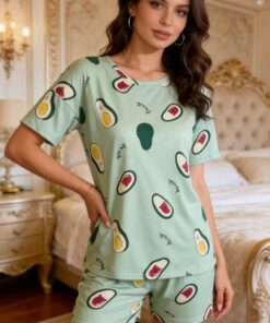 Conjunto de pijama para mujer, manga corta, pantalones cortos, conjunto de descanso para el verano