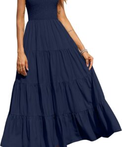 PRETTYGARDEN Smocked Tank Summer Dresses For Women 2025 Sleeveless Wedding Guest Dresses For Women Long Dress Vestido Informal Mujer