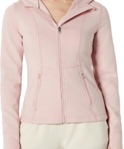 Amazon Essentials Mujer Sudadera con Capucha Entallada y Transpirable con Cremallera y Orificios para los Pulgares