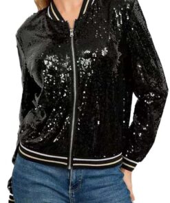 Generisch Chaqueta de lentejuelas para mujer, manga larga, brillante, fiesta, abrigo, ropa exterior para ocasiones festivas, noches