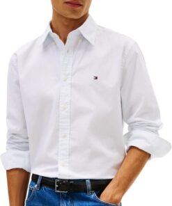 Tommy Hilfiger Flex Poplin Fake Solid RF Shirt Mw0mw41711 Camisa L/S Hombre (Pack de 1)