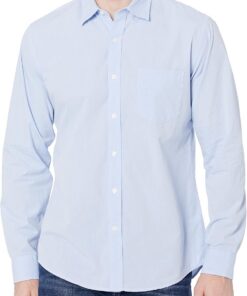 Amazon Essentials Hombre Camisa Informal de Popelina con Manga Larga y Corte Recto