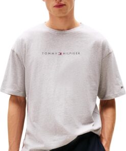 Tommy Hilfiger Camiseta de Manga Corta Hombre Logo con Cuello Redondo