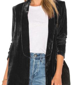 Blazer De Mujer Blazer Golden Velvet Blazers Retro Cardigan Suelto De Traje Sólido Sin Botones