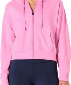 Amazon Essentials Sudadera Deportiva con Capucha y Cremallera, Ligera, Corta y de Alto Rendimiento Mujer